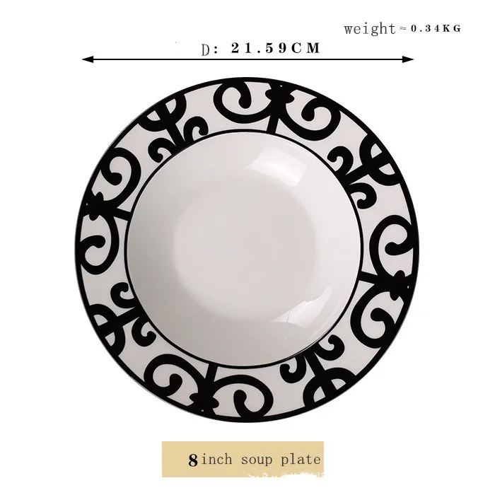 Description Picture 6 of itemWhole sale kinds size black ceramic dishes dinnerware decorative bone china dinner plate sets steak dessert tableware