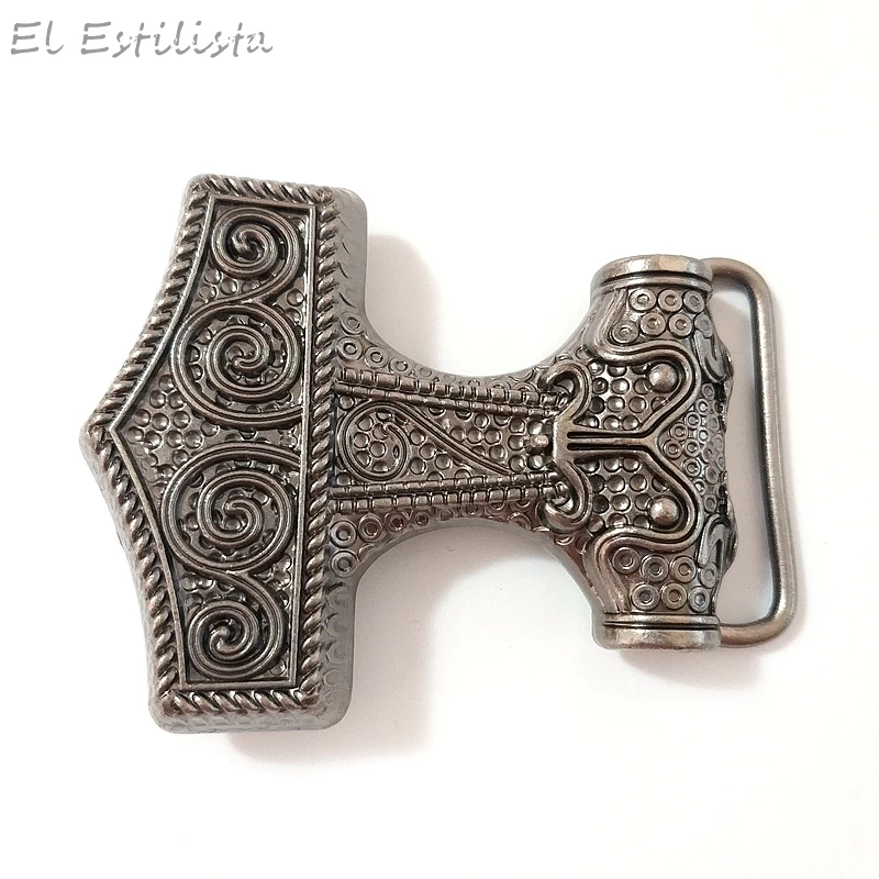 

Nordic mythology Viking Rune Thor's Hammer Belt Buckle Western Myth Vintage Cowboy Belt Buckles for 4cm Belts Hebilla Cinturon