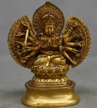 

5" Collect Tibet Buddhism Bronze Gilt 18 Hands Maha Cundi Mother Buddha Statue