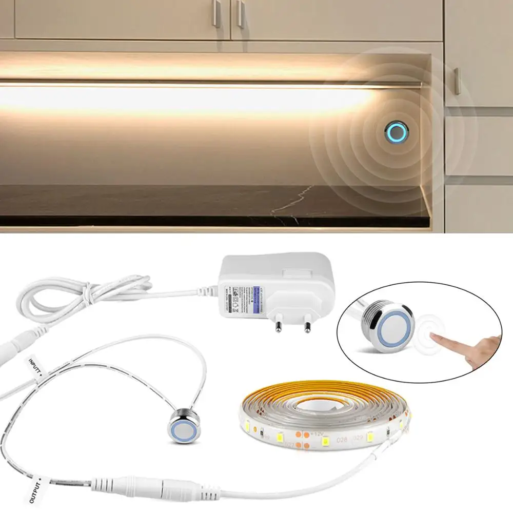 EU US Plug 12V 2A кухонная подсветка лампы 1M 2M 3M 4M 5M Светодиодный светильник для шкафа 2835