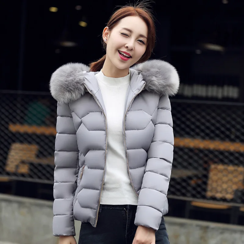 Женское зимнее черное короткое меховое пальто с капюшоном, Куртка Harajuku, уличная одежда, корейская модная одежда, ветровка на молнии, xxxl - Цвет: Серый