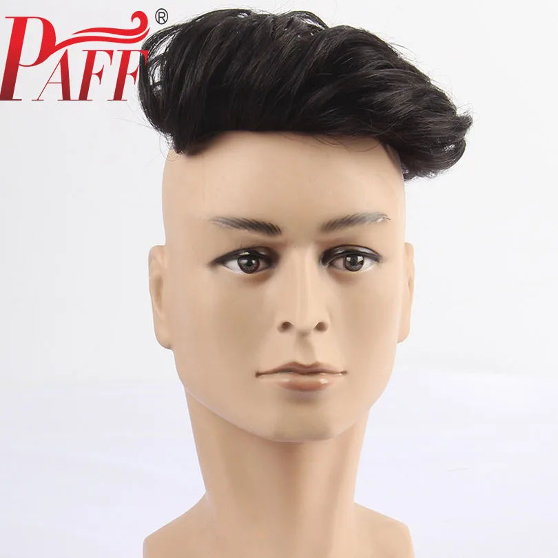 PAFF бразильский парик из натуральных волос для мужчин кружево с NPU парик из натуральных волос заменить мужчин т системы натуральный прямой с зажимами