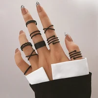 Vintage Black Rings Set For Women Metal Punk Ring Round Couples Irregular Finger Rings Set 2022 Accessories Jewelry Bijoux Femme 1