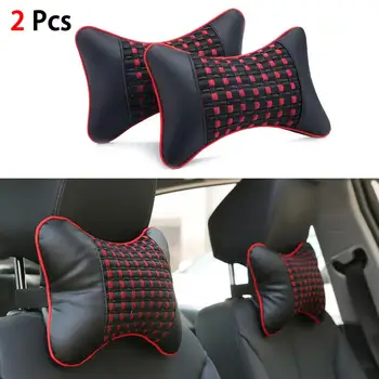 

1 Pair Black Car Seat Head Neck Rest Cushions Headrest PU Leather Travel Pillows