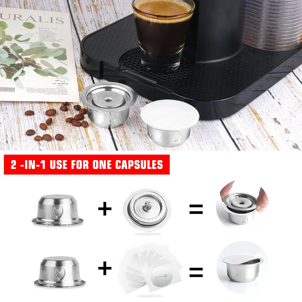 230 мл кофейные капсулы Vertuo из нержавеющей стали для Nespresso Vertuoline GCA1 и Delonghi ENV135 с