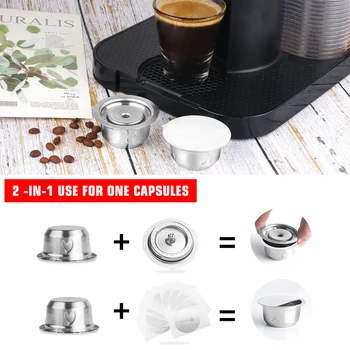 

230ML Stainless Steel Vertuo Coffee Capsule For Nespresso Vertuoline GCA1 & Delonghi ENV135 With Aluminum Foil Lids