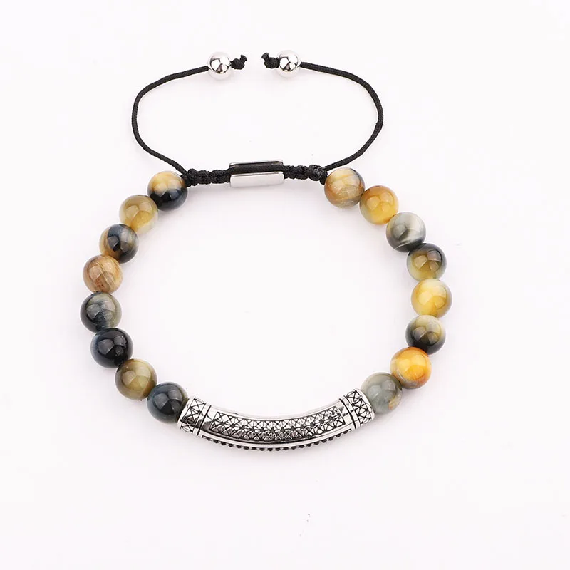 New Men Bracelet Natural Stone Beads Stainless Steel Tube Friendship Macrame Bracelet Men Jewelry Gift - Image 3