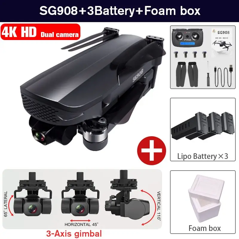 NYR SG908 Drone 4K GPS Professional with 3-Axis Gimbal Camera 1200m Long Distance 5G WiFi FPV Brushless Quadcopter dron PK SG906 radio control helicopter RC Helicopters