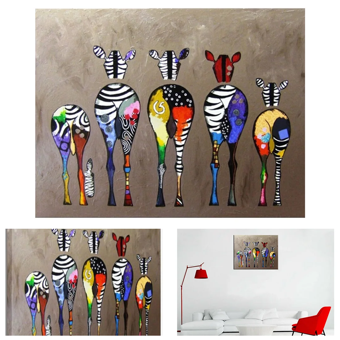 

Home Decoration DIY Colorful Zebra Multi Size Prints Wall Art Canvas Painting DIY Painting Wall Picture