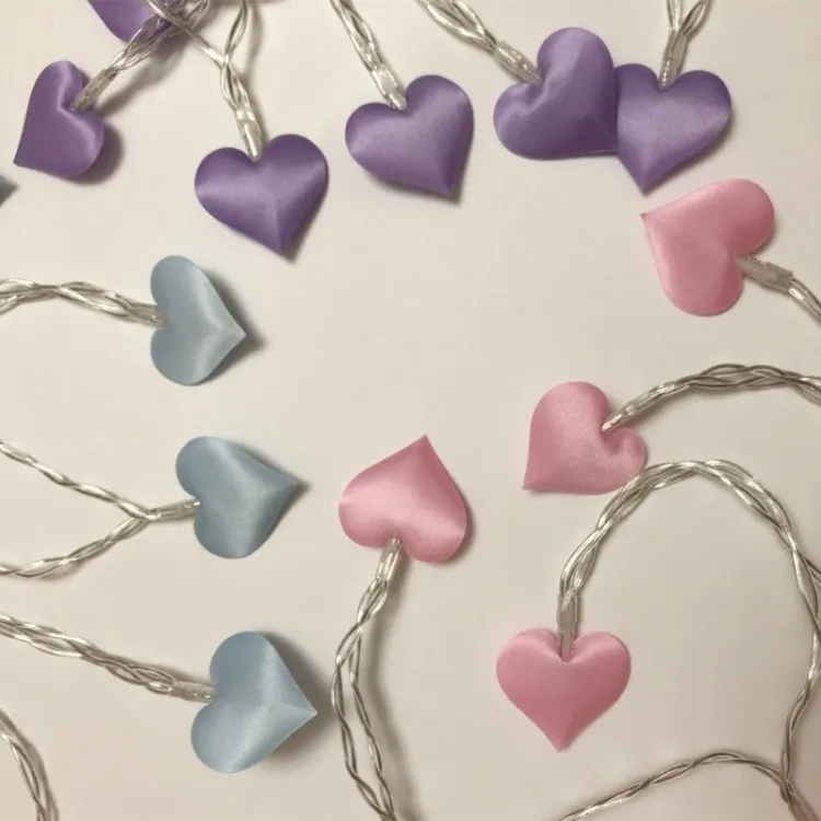 Sweat Heart LED String Light Romantic Silk Cloth Loving Pendant Light Holiday Valentine's Day Decorations Garland Lighting Gift