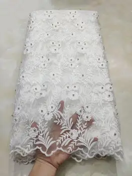 

2020 Latest French Nigerian Laces Fabrics High Quality Tulle African Laces Fabric For Wedding Lace Fabric 5yards