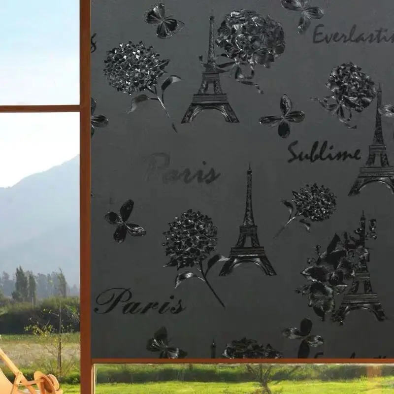 Непрозрачная статического цепляться черный цветная пленка для окна матовый