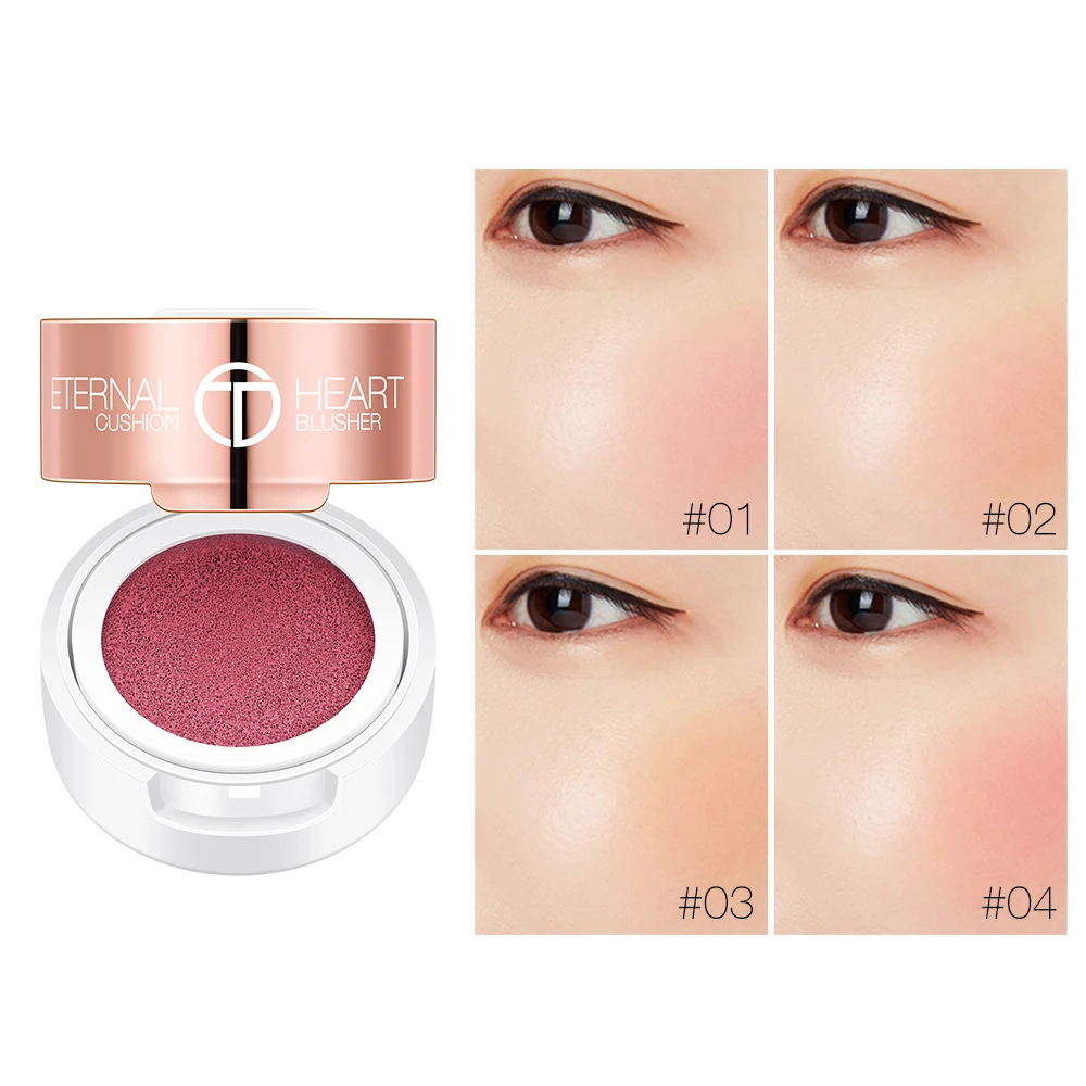

O.TWO.O Air Cushion Blusher Folding Heart Shape Shimmer Blush Rouge 4 Colors Easy To Wear Natural Face Makeup Blush TSLM1