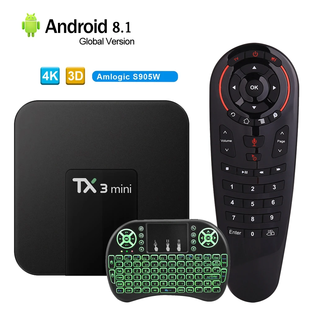 

TX3 MiNi Android 8.1 Smart TV Box 2GB 16GB Amlogic S905W Quad Core DDR3 H.265 4K HD WiFi 1GB 8GB Set Top Box PK TX9S