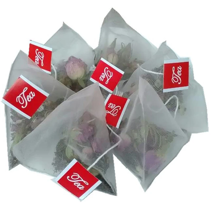 Heat-Sealed Nylon Tea Filter Bag Single String Label Empty Triple-Cornered For Loose | Дом и сад