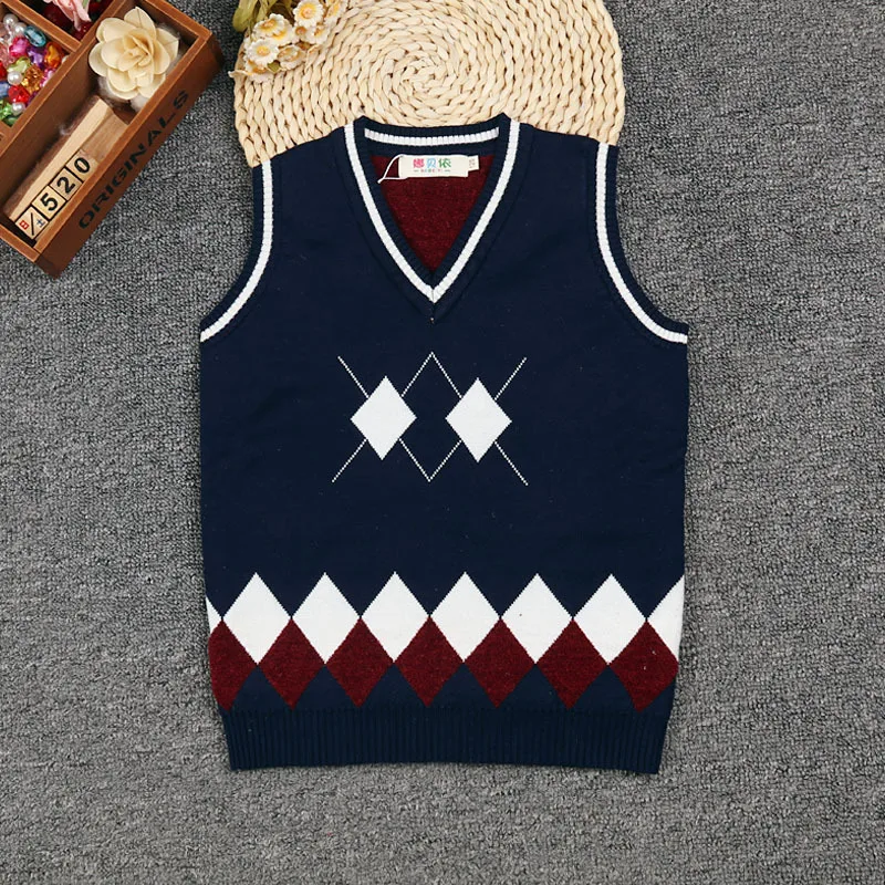 

BOY'S Baby Children V-neck Pure Cotton Waistcoat Knitted Kids' Sweater Vest Autumn Clothing New Style