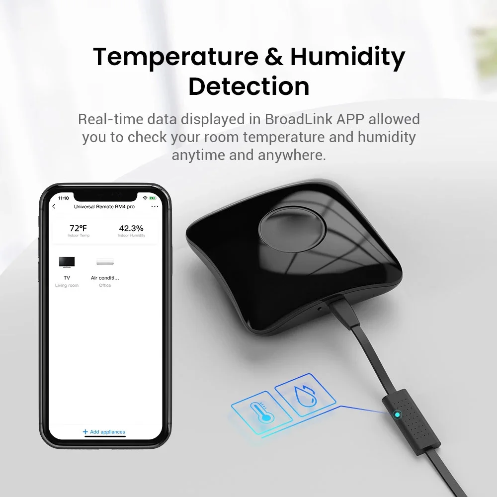 BroadLink RM4 Pro RM4 mini HTS2 Temp and Humidity Sensor Version Wireless Universal Remote Hub with Smart Home Solution wireless remote controller,smart universal remote control,smart ir remote control,bluetooth voice remote control