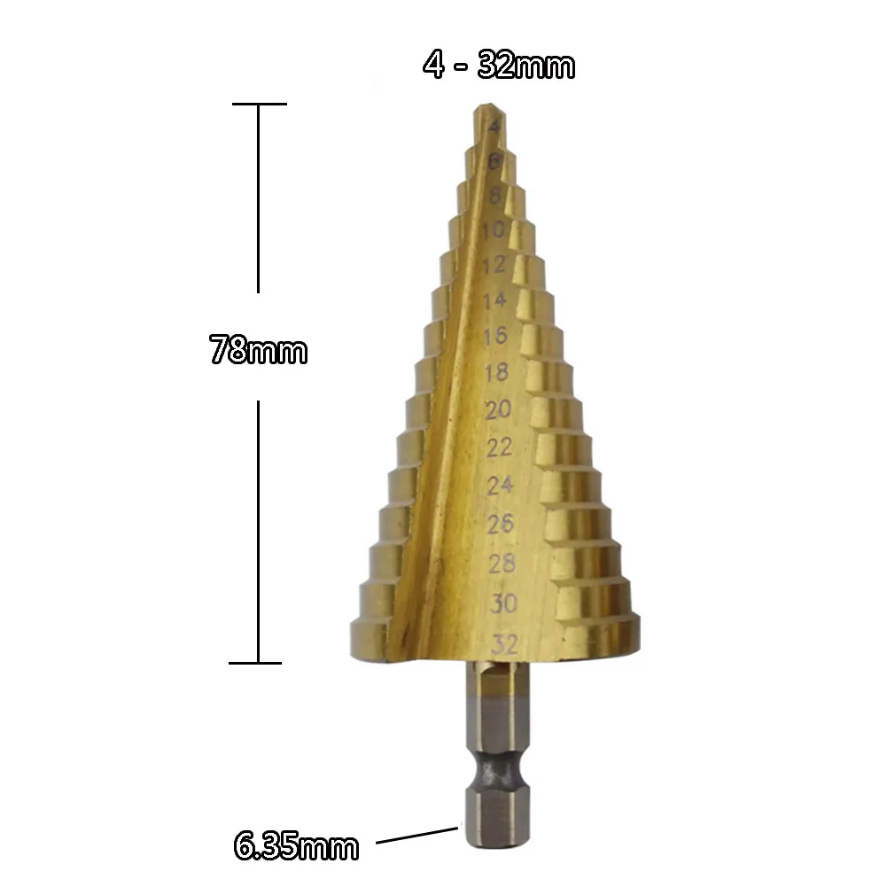 1 шт. Шаг сверло конус отверстие резак 4-32 мм HSS ядро сверло шестигранный шранг Столярный инструмент древесины фрезерные сверла части машины