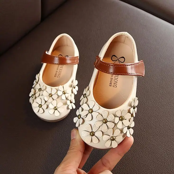 

New Girls Shoes Lovely PU Leather Bow Flower Girl Wedding Fashion Child Girls Dress Shoes Princess Shoes For Kids Size 21-30