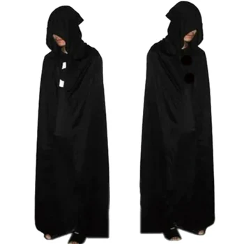 

B Unisex Halloween Party Cosplay Death Dress Up Costume Personality Black Adult Big Cloak Ghost Hooded Concise Cotton Cloak