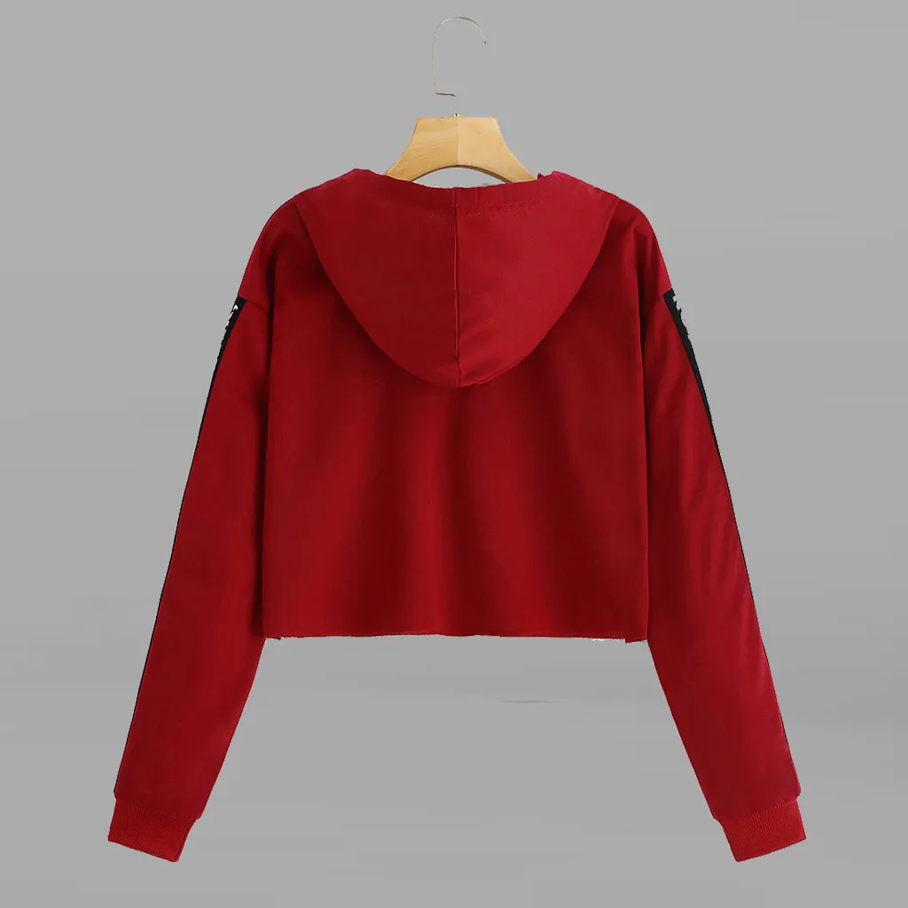 Feitong Short Streetwear Womens Sweatshirts Fashion Long Sleeve Sweatshirt Hoodie Letter Print Harajuku Sexy Autumn Pullover Top