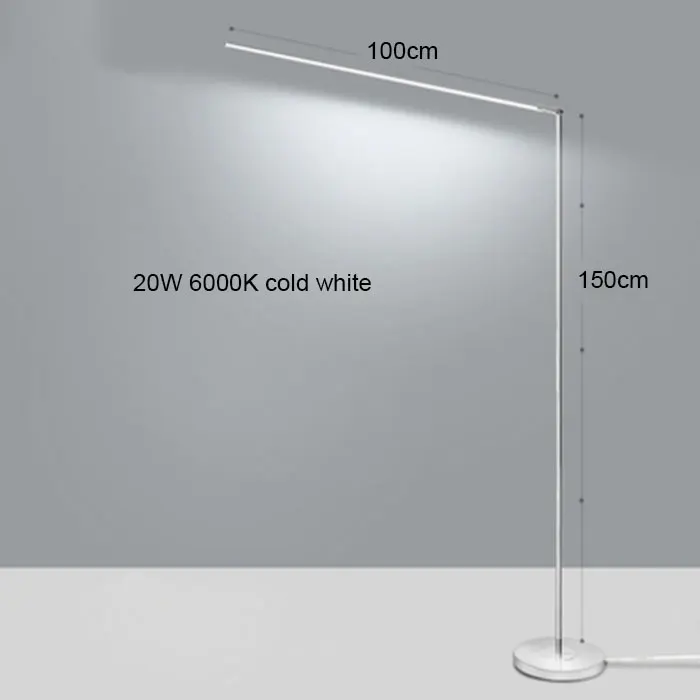 Slimline Super Bright 20W Long Tube LED Standing Pole Lamp Adjustable Dimmable Led Floor Lamp for Study Piano Office Artist