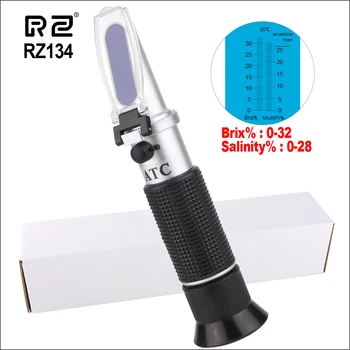 

RZ Handheld Refractometer Sugar Salinty Water Meter Saccharimeter Cutting Fluid Density Concentration Meter 0-32% Brix Tools
