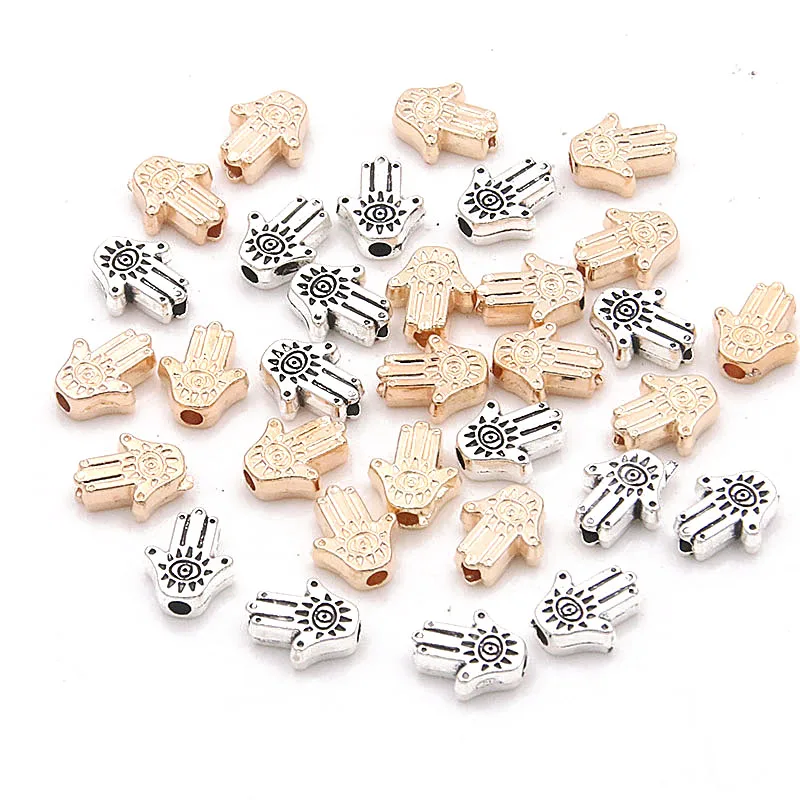 

60PCS 7*9*2MM 2 Color Small Palm Eye Bead Spacer Animal Charms For Diy Connector Bracelets Necklace Jewelry Handmade Making