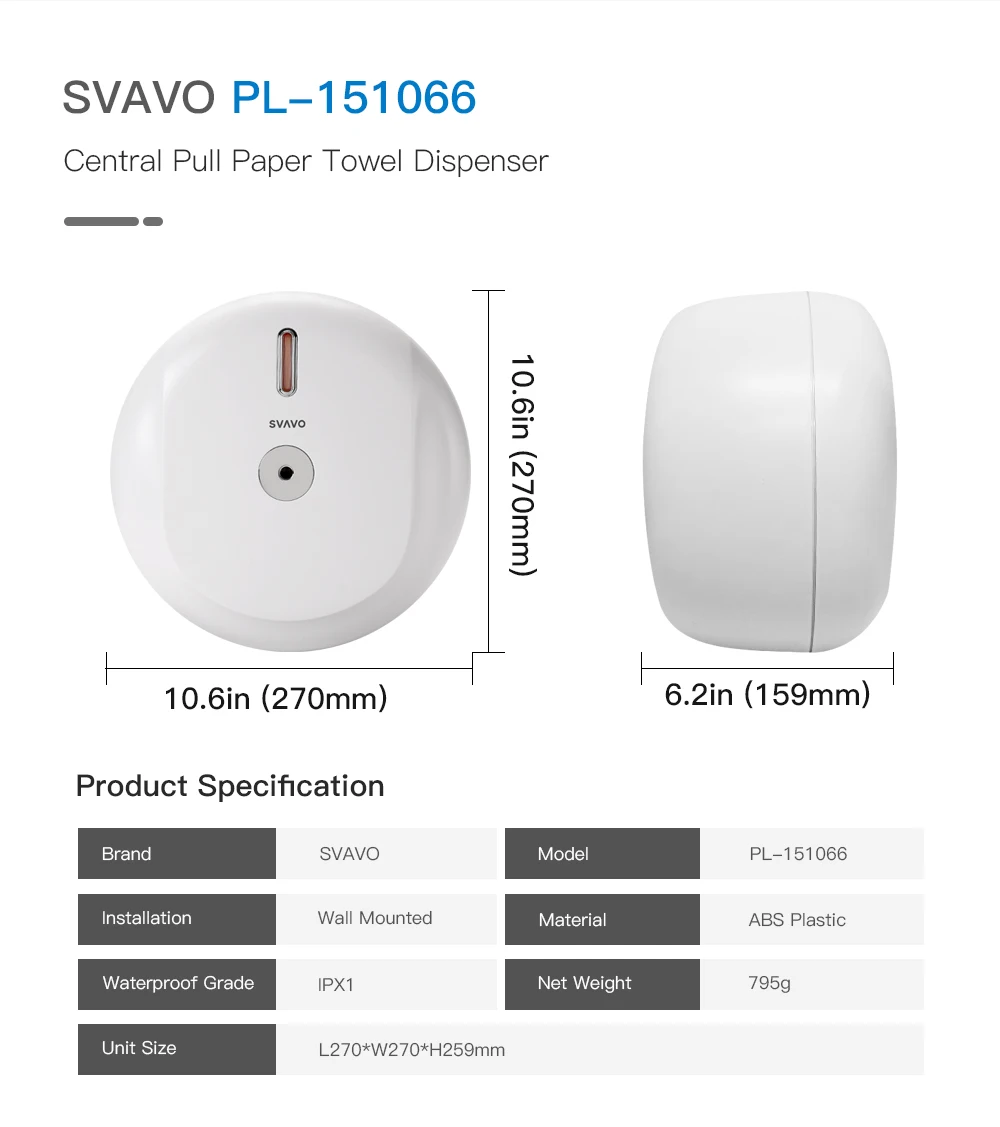 SVAVO Бумага Полотенца настенный дозатор ABS рулонов для Бумага полотенца, ткани коробка держатель для Ванная комната Кухня коммерческих Acc