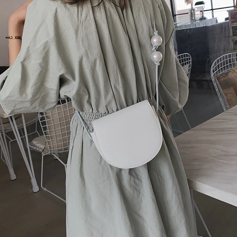 

Buddha Bag Women's 2019 Summer New Style Fashion Korean-style Simple Shoulder Bag GIRL'S One-Shoulder Simple Pearl Saddle Bag