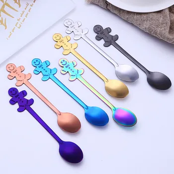 

4PCS Christmas Stainless Steel Coffee Spoon Colorful Spoon Handle Spoon Tableware Ice Cream Drinking Spoon przyprawa łyżka zupa