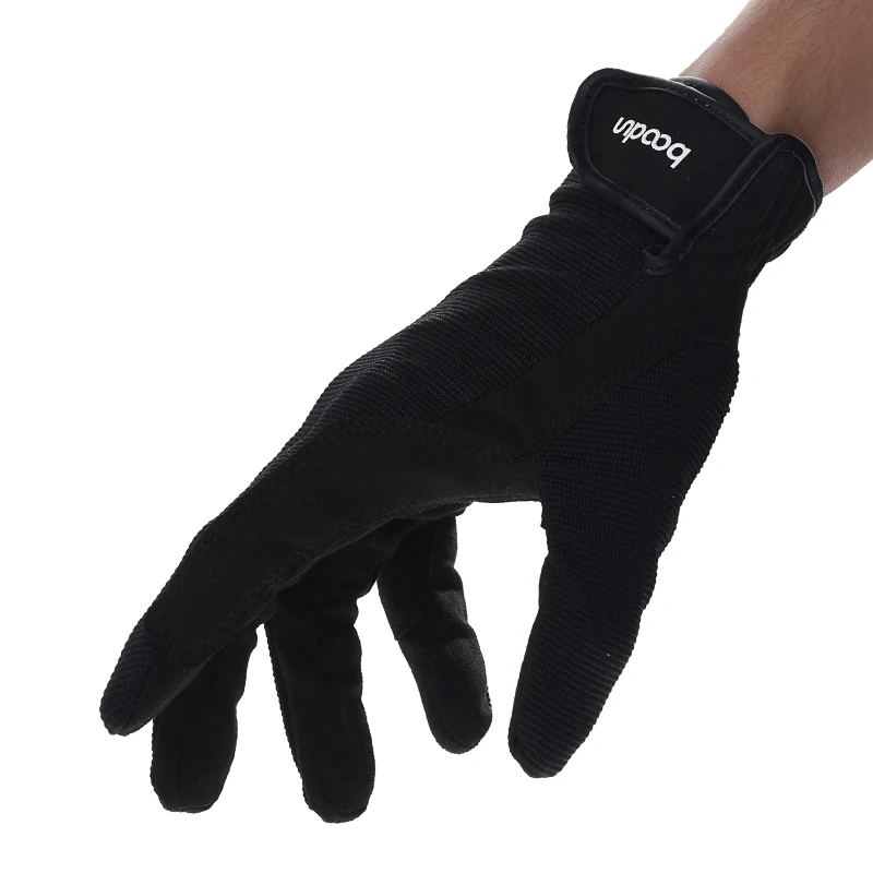 Профессиональные перчатки для верховой езды, конные перчатки для верховой езды для мужчин и женщин, спортивные перчатки унисекс для бейсбола и софтбола - Цвет: Черный