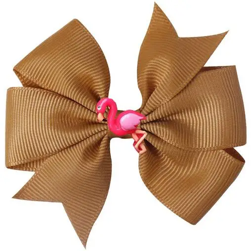 NEW 36 COLORS pinwheel Hair Bows 3.5'' flamingo baby Girls bow Clips Toddler Hair Accessories Grosgrain Dovetail Hairpin 36pcs/ - Цвет: color 12