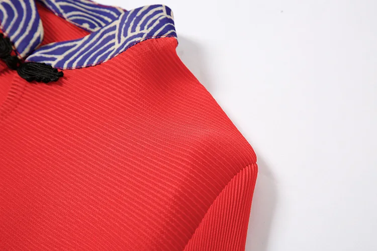 CNY Retro Beijing Opera Dress High Quality 3D Printing Fashion Short Dresses Loose Women Chic Buckle Pleated Party Dresses