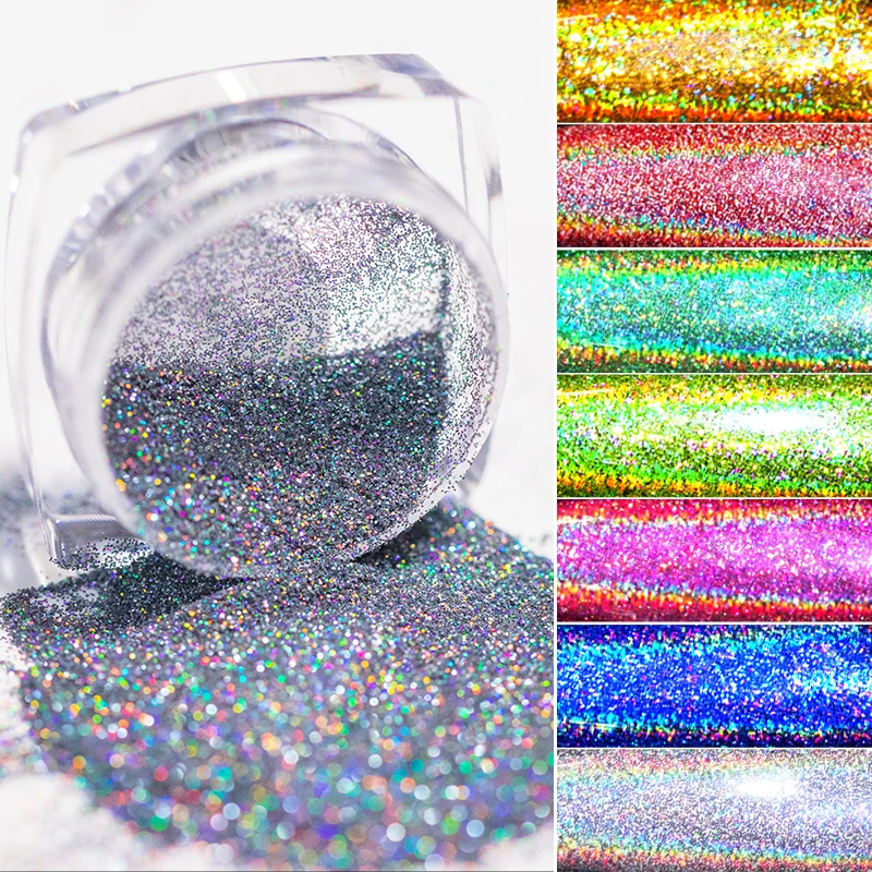 Holographic Nail Glitter Powder Laser Pigment Nail Art Dust Mirror Chrome Shining Pigment Powder 3D Art Decorations DIY Nail Powder Nail Glitter Nail Decoration Nail Decorations
