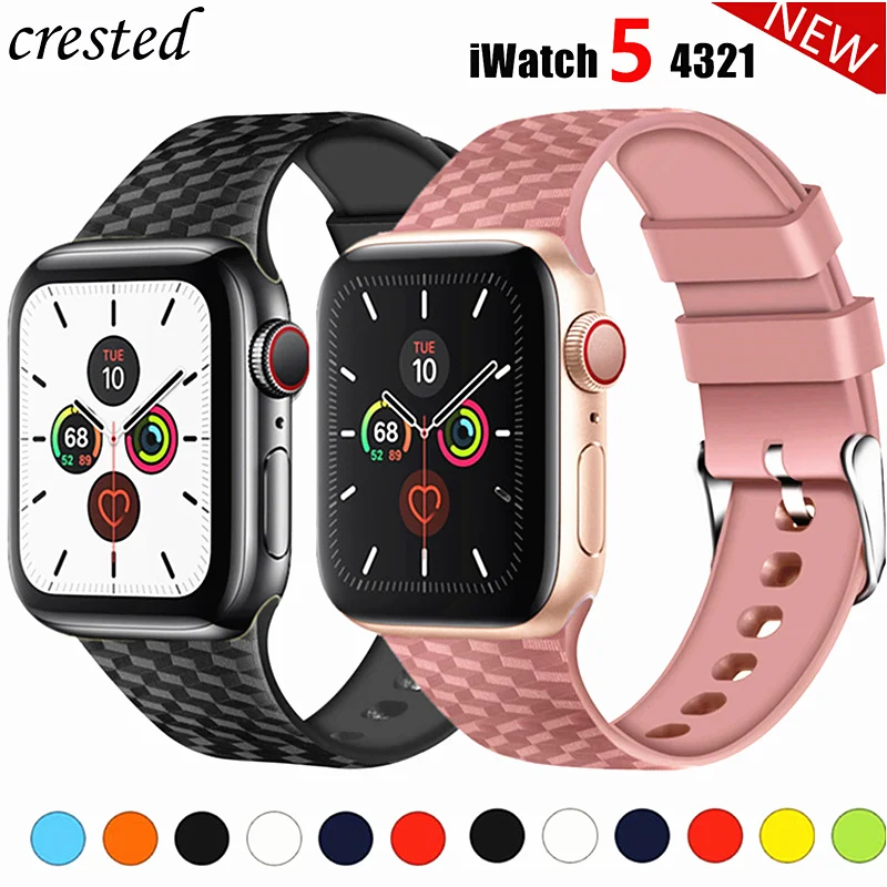 Silicone Strap for Apple watch 6 band 44mm 40mm iWatch band 38mm 42mm 3D  Texture Sport bracelet Apple watch series 3 4 5 se 6|Watchbands| -  AliExpress