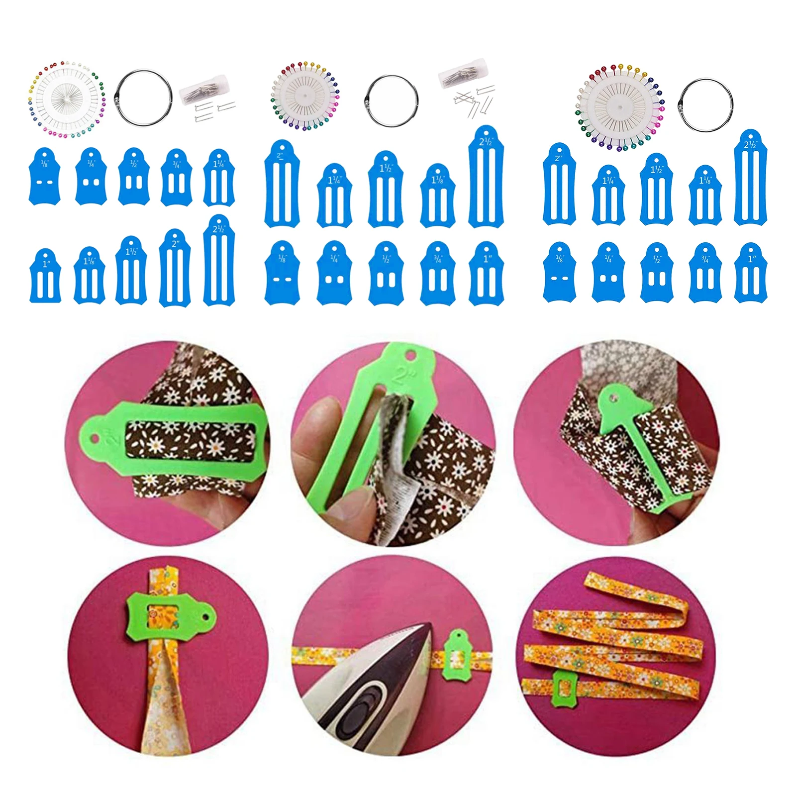 Jelly Roll Sasher Tool Folding Fabric Bias Tape Makers Kit Practical Biasing Tape Maker Set Basic Tool for Sewing Quilting