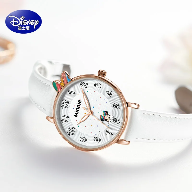 Disney модный бренд для девочек часы натуральная кожа с большими ушками Микки Маус