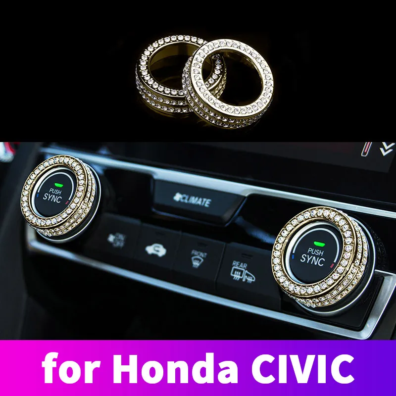 

Interior decoration diamond air conditioning knob tuyere modified car accessories For Honda Civic 10th 2016 2017 2018 2019