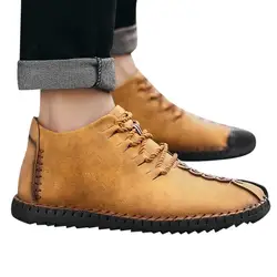 Мужские повседневные вельветовые ботинки с высоким берцем, Уличная Повседневная мужская обувь, ультра-светильник, однотонные Полуботинки