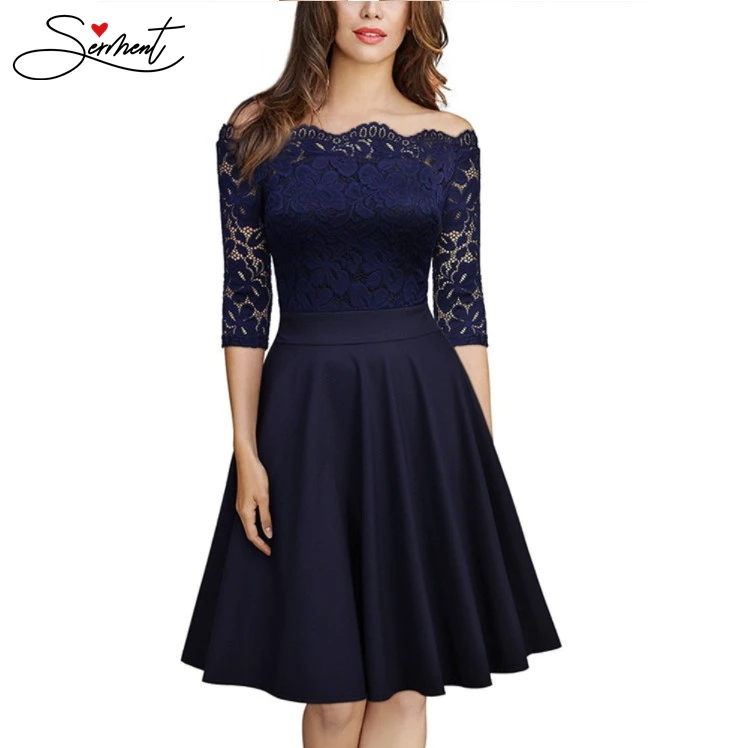 

OLLYMURS Elegant Lace Evening Dress Women's One-piece Collar Lace Dress Temperament Suitable for Work Clothes Party