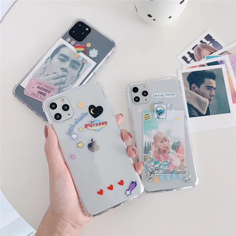 The New cute Cartoon Anti-fall Transparent Polaroid For iphone 7 7plus 8 8Plus iphone X XR 11 pro MAX Case Cover Phone Case