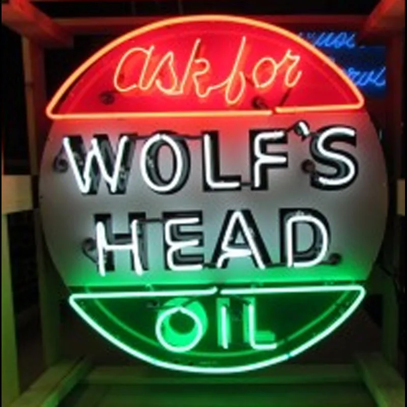 

Neon Sign For Ask For Wolf's Head Oil light Beer Gas Station Window Advertise Custom LOGO Decorate Display Impact Attract lights