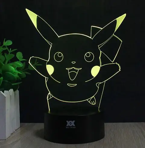 07 Пикачу 3D лампа Pokemon Go Eevee Dragonite красочный мультфильм светодиодный декоративный Настольный светильник USB Новинка ночные светильники детский подарок - Цвет: 07