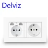 Delviz EU Standard USB socket, Double Outlet,16A Quality power panel AC 110~250V 146mm * 86mm,Double frame Wall USB Power Outlet ► Photo 1/6