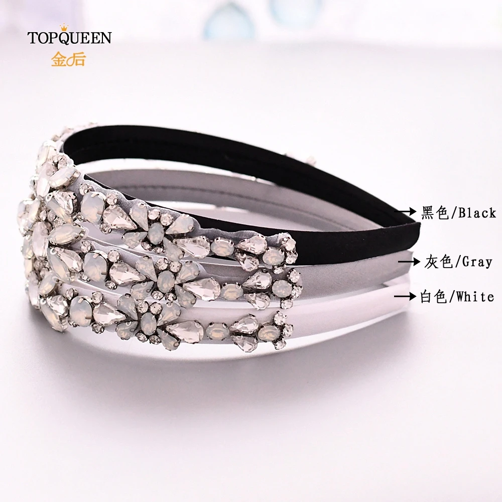 TOPQUEEN, S384-FG, свадебные, молочные стразы, аксессуары для волос, свадебная тиара, головные уборы, серебряные стразы, повязка на голову, барокко, повязка для волос