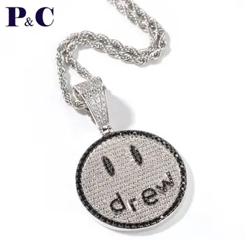 

Hip Hop Jewelry Drew Smiling Face Pendant Necklace For Men Women Lovers Justin Bieber same Pendant Valentine's Day