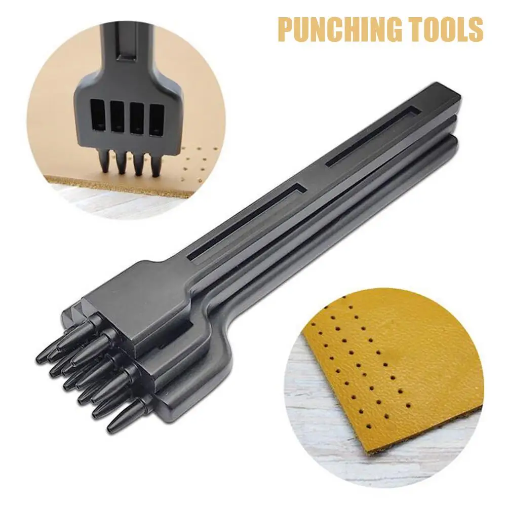 

3pcs Round Hole Punch Row Prong Stitching Cutter Tool Make Hand Sewing Hole Leather Craft Tools Spacing Cutting 4mm 2/4/6 Holes