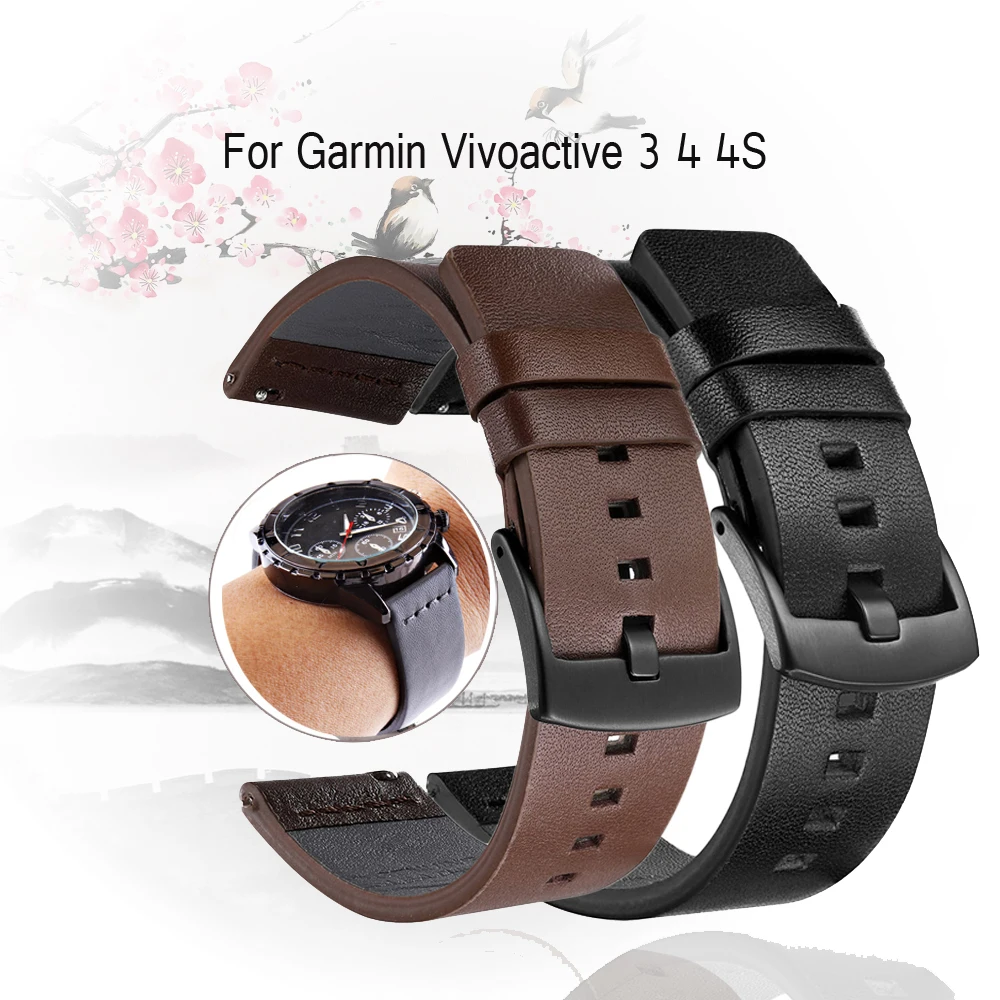 Ремешок из масляной кожи для наручных часов Garmin Vivoactive 4 4S / Vivomove 3 3S в роскошном