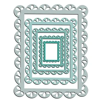 

Nested Stitched Scallop Rectangle Frame Metal Cutting Dies DIY Etched Dies Craft Paper Card Making Scrapbooking Embossing